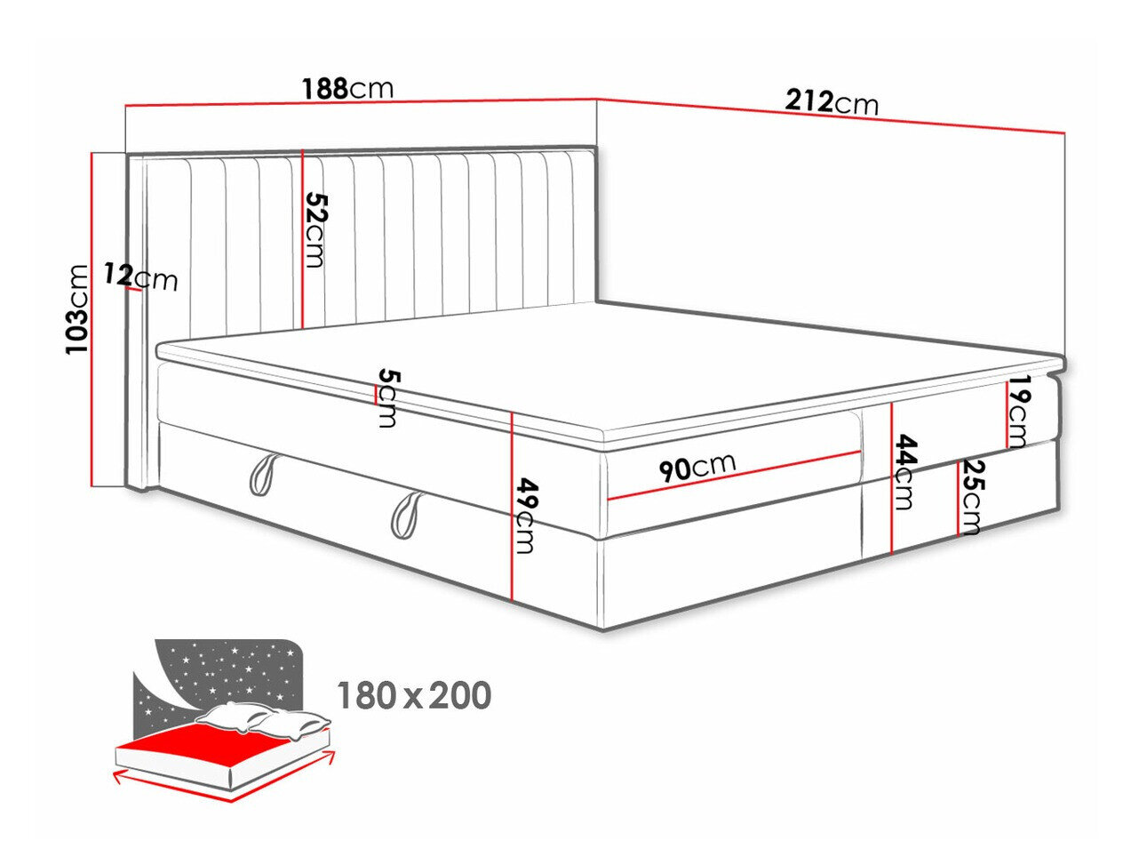 Boxspring ComfiDream Odelra (Gouden eik + Soro 24)