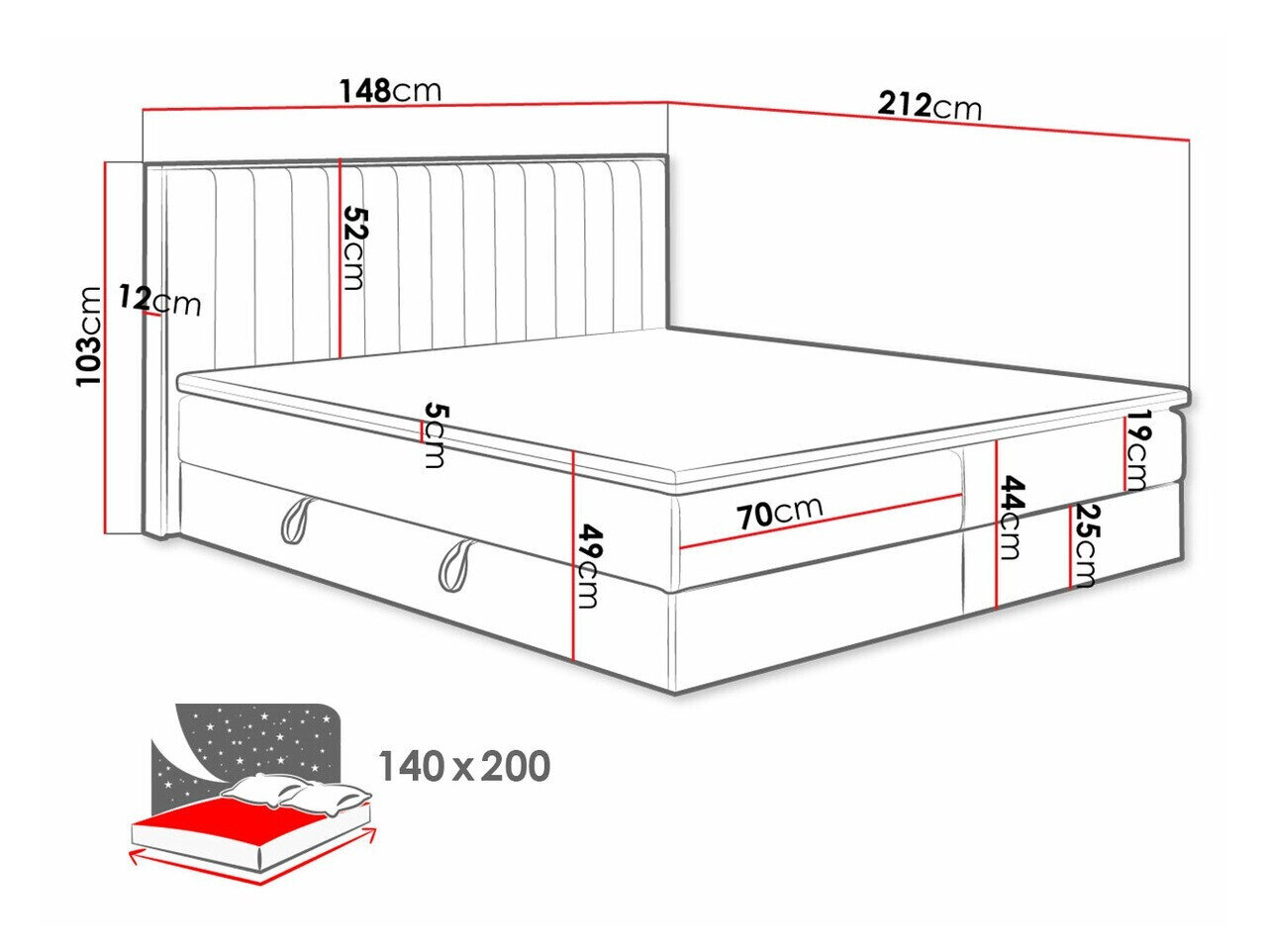 Boxspring ComfiDream Odelra (Gouden eik + Soro 90)