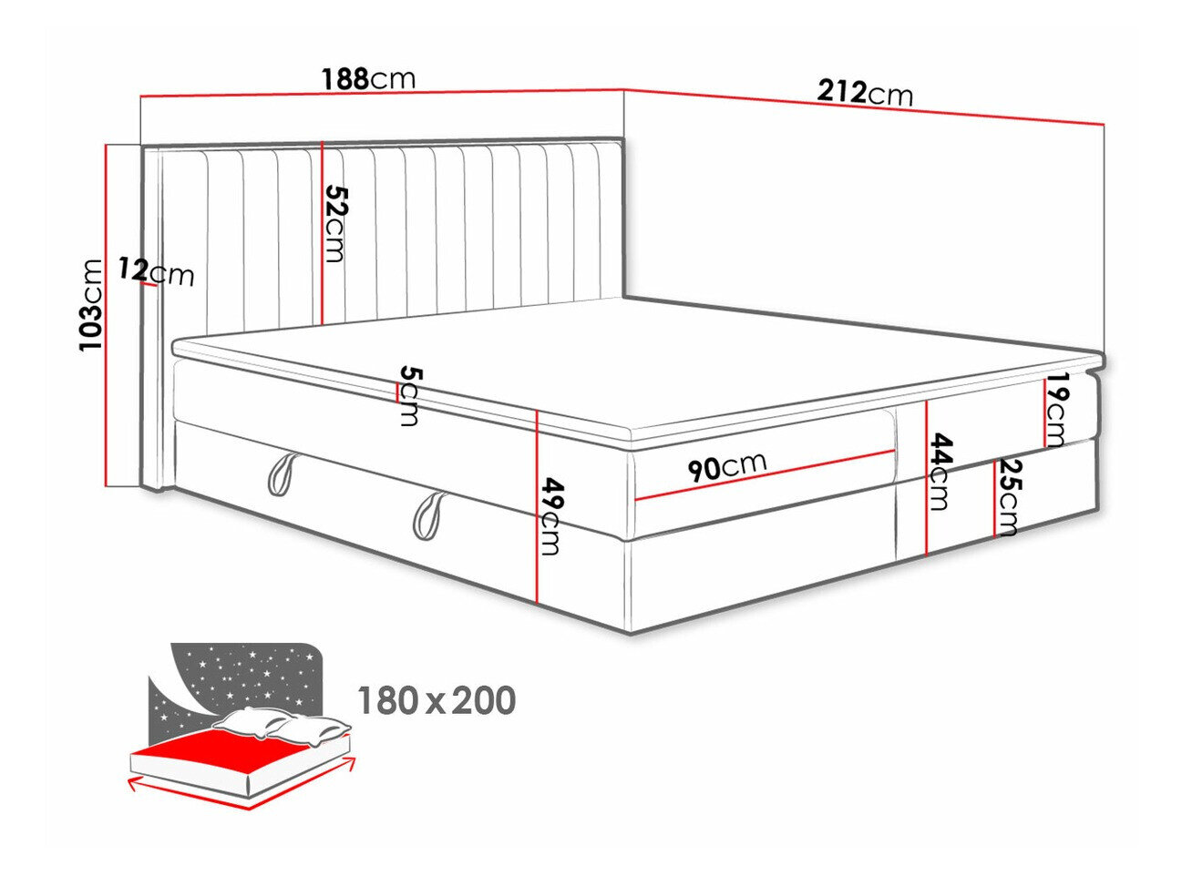 Boxspring ComfiDream Odelra (Gouden eik + Soro 90)