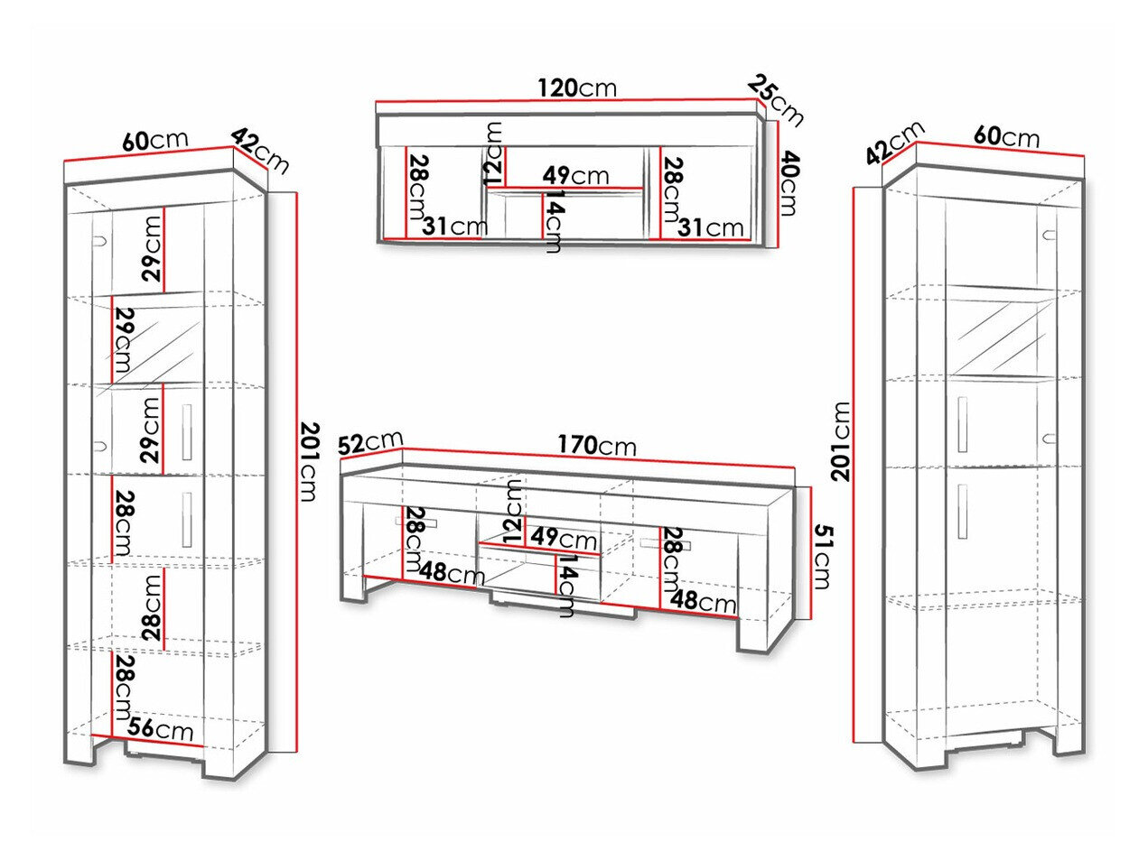 Stuemøbelsæt Melfeli 124 (Sonoma eg)