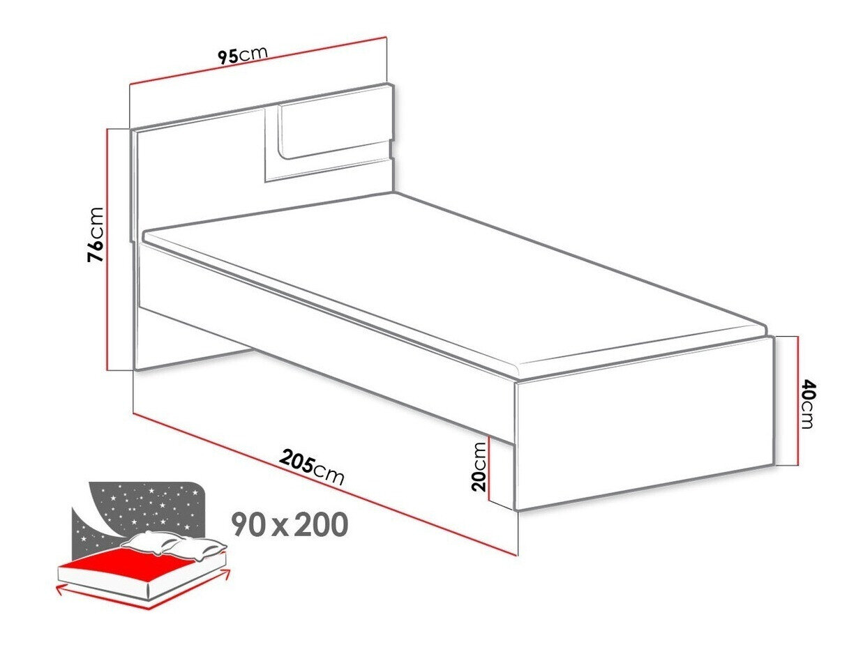 Bed Aviseve 103 (Antraciet + Wit)