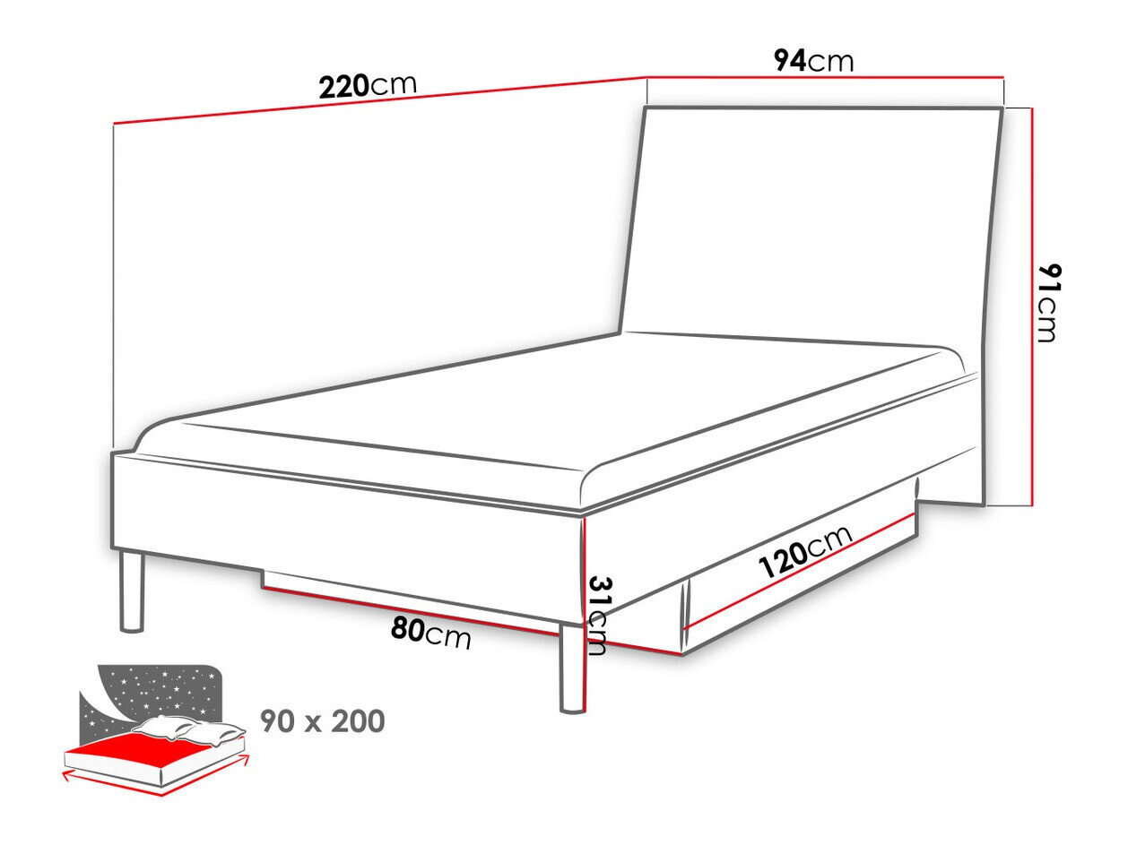 Bed Campus (Wit + Glanzend roze)