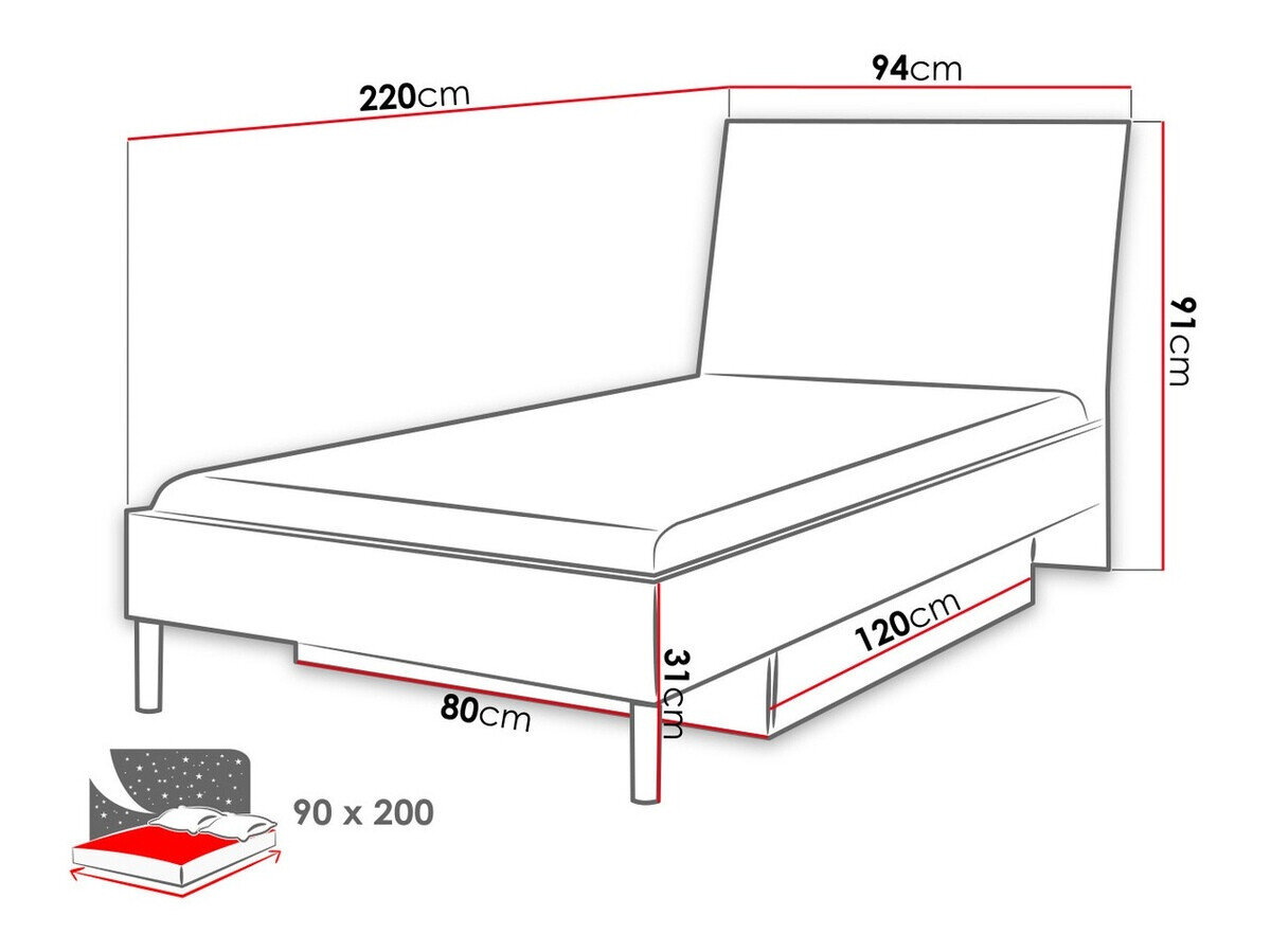 Bed Campus (Wit + Grijs met glans)