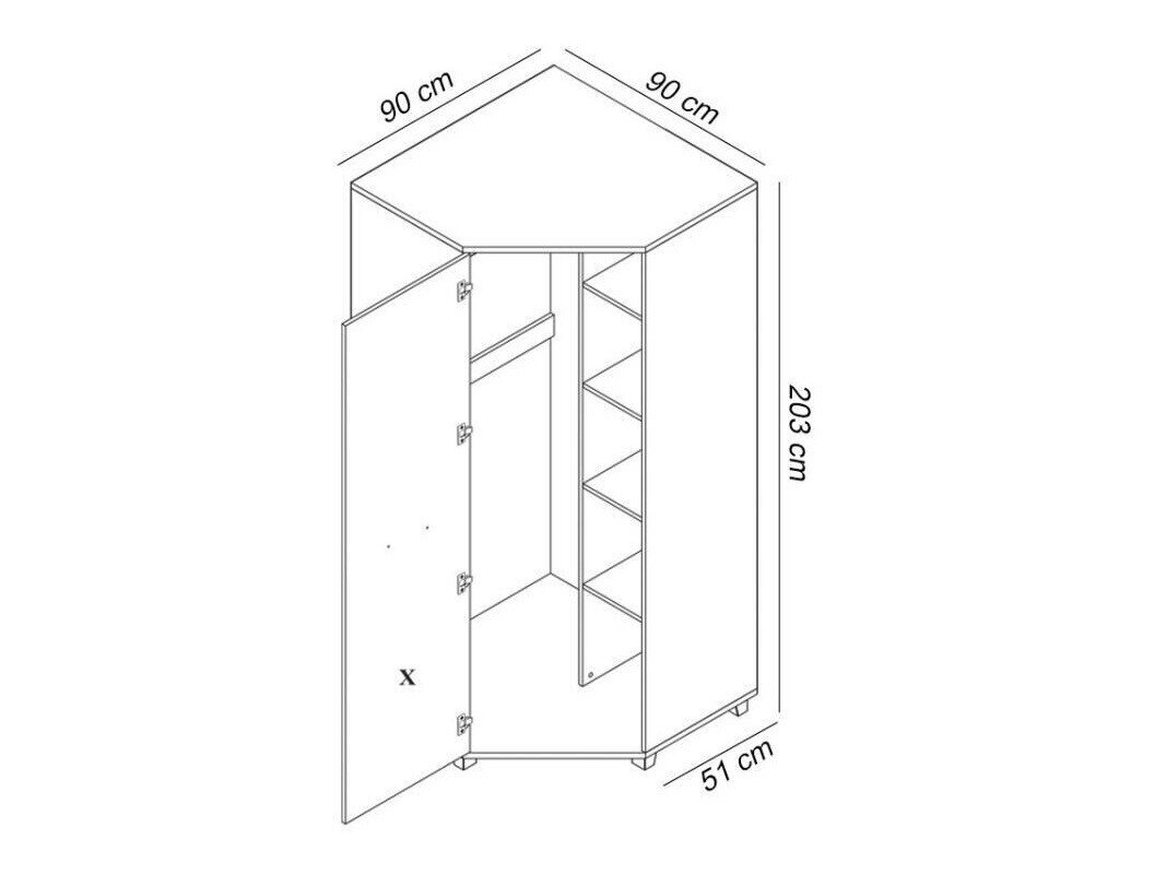 Hjørnegarderob Murrieta 108 (Hvid)