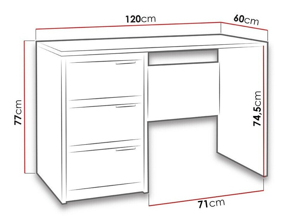 Bureau Fivelbo 100 (Klooster eik + Glanzend zwart)