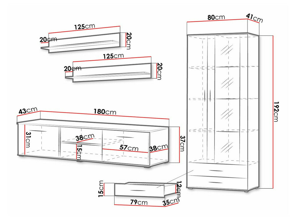 Stuemøbelsæt Tornola 115 (Sort + Blank sort)
