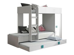 Stapelbed Hartford 191 (Wit + Glanzend wit + Glans Turquoise)