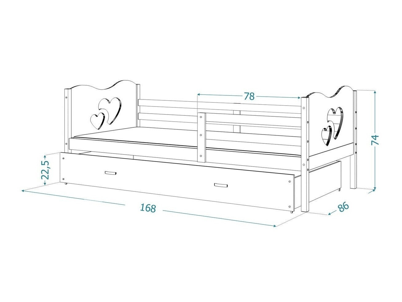 Sänky Aurora 162 (Valkoinen)