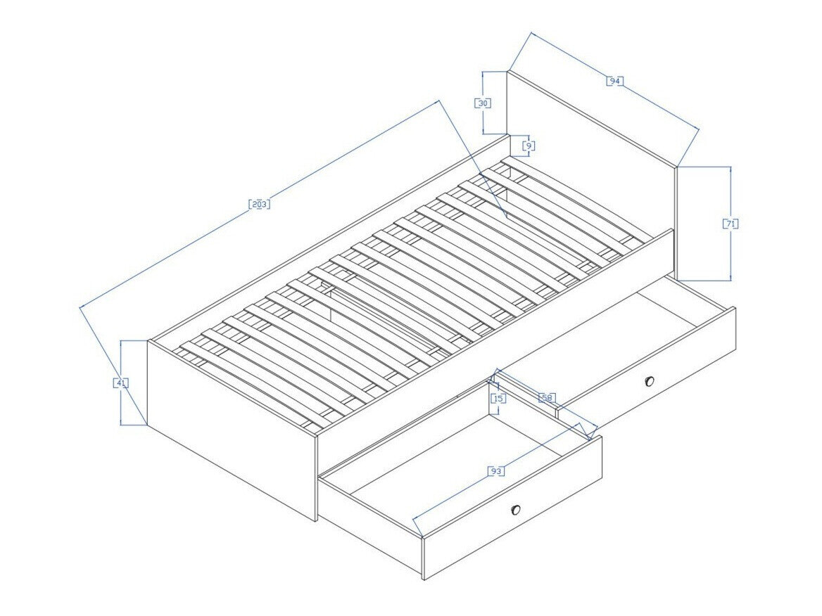 Bed Mirelbu 112 (Artisan eiken + Wit + Zwart)