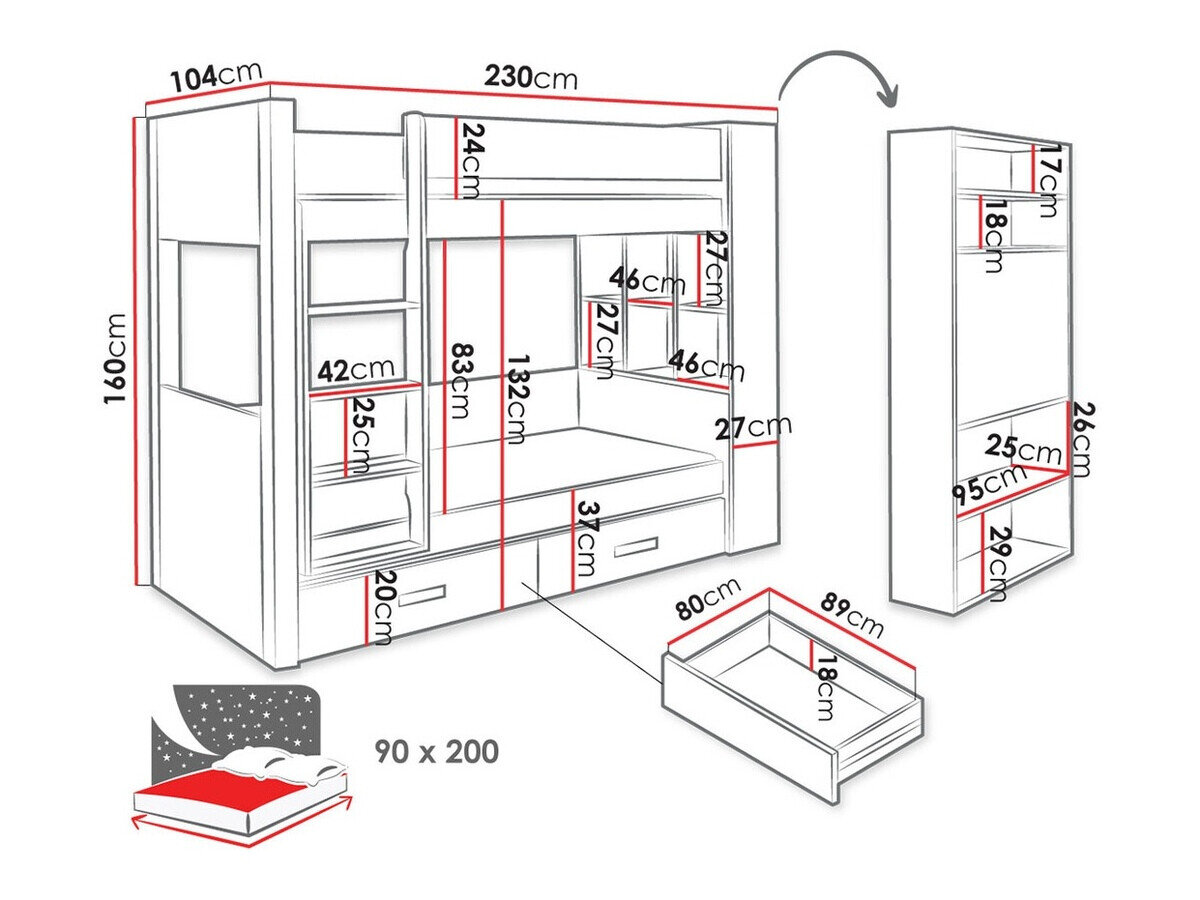 Køjeseng Henderson 142 (Hvid + Blå)