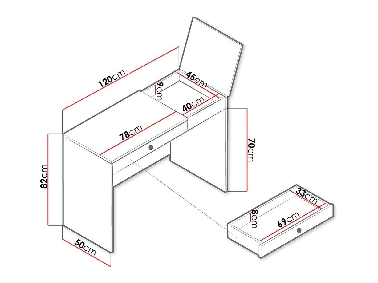 Bureau Almira 109 (Artisan eiken + Wit + Grijs)