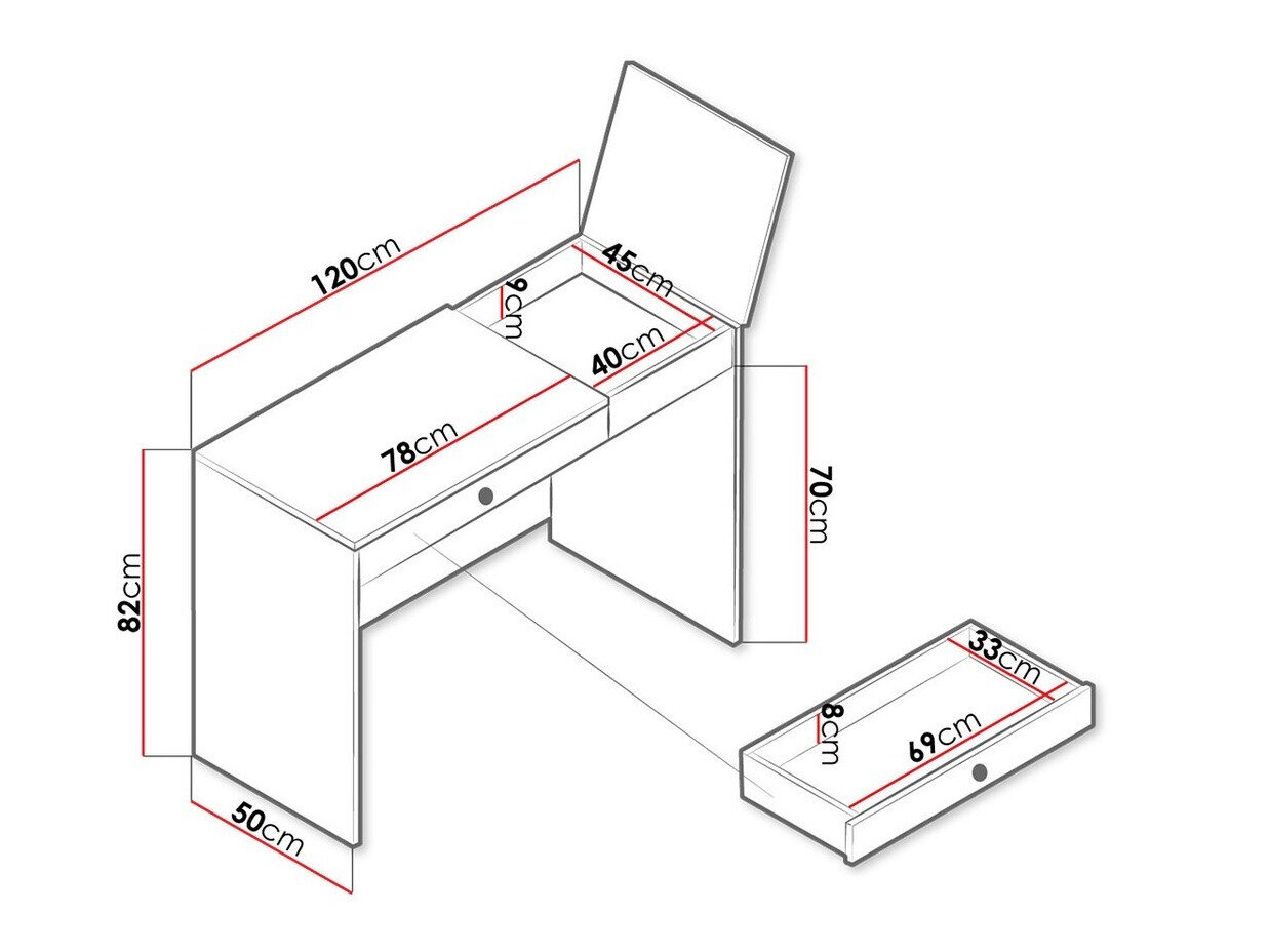 Skrivebord Almira 109 (Artisan eg + Hvid)