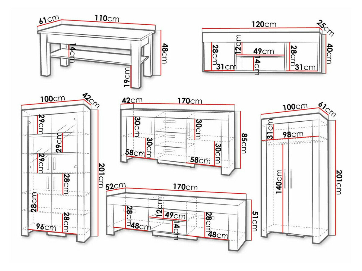 Stuemøbelsæt Melfeli 126 (Sonoma eg)