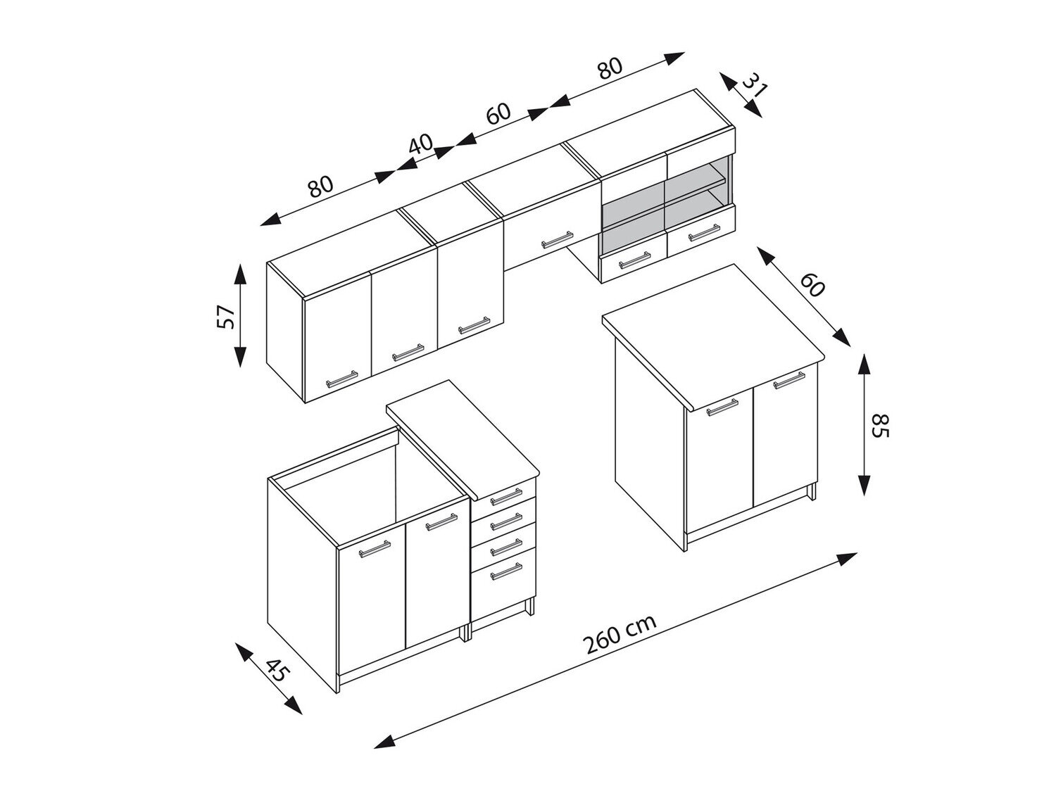 Køkkensæt Houston 1138 (Mørk eg)