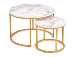 Salontafel set Houston 2213 (Wit marmer + Gouden)