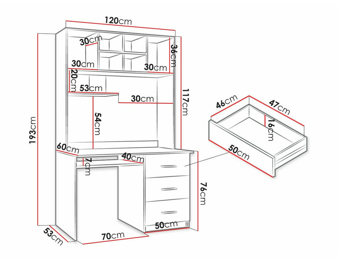Bureau Campus (Wit + Glanzend wit + Glanzend roze)