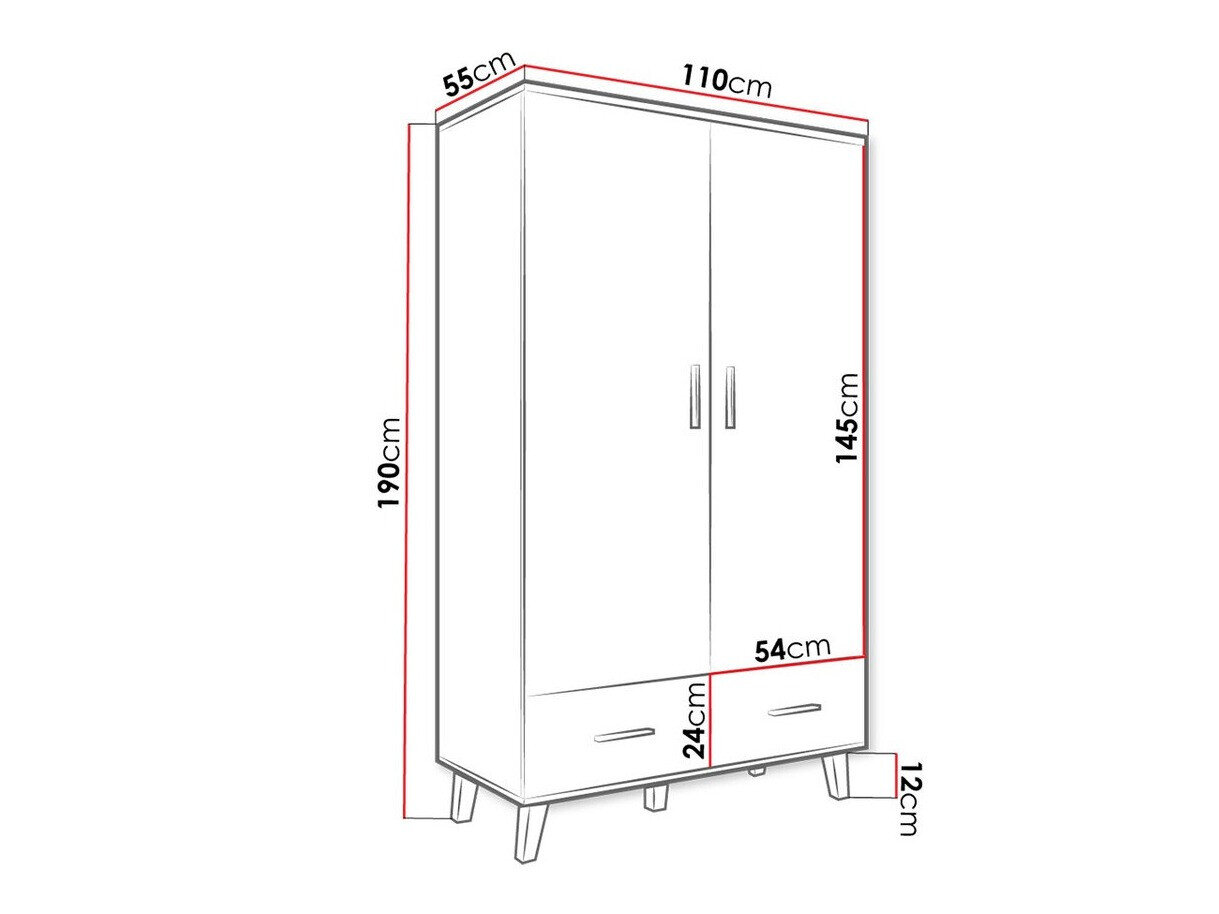 Garderobeskab Larfloi 111 (Wotan eg + Sort)