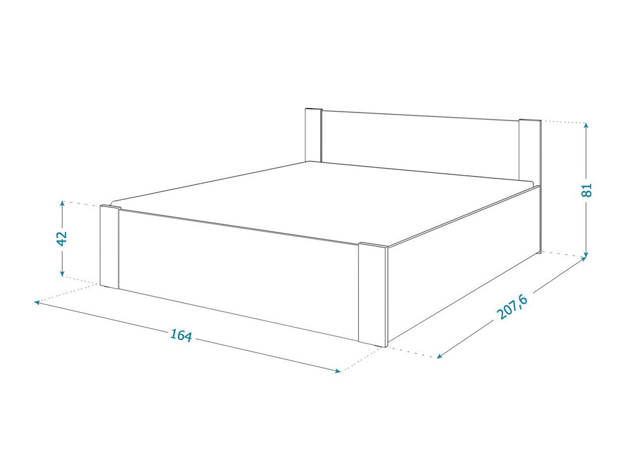Bed Aurora 154 (Wit + Grenen)
