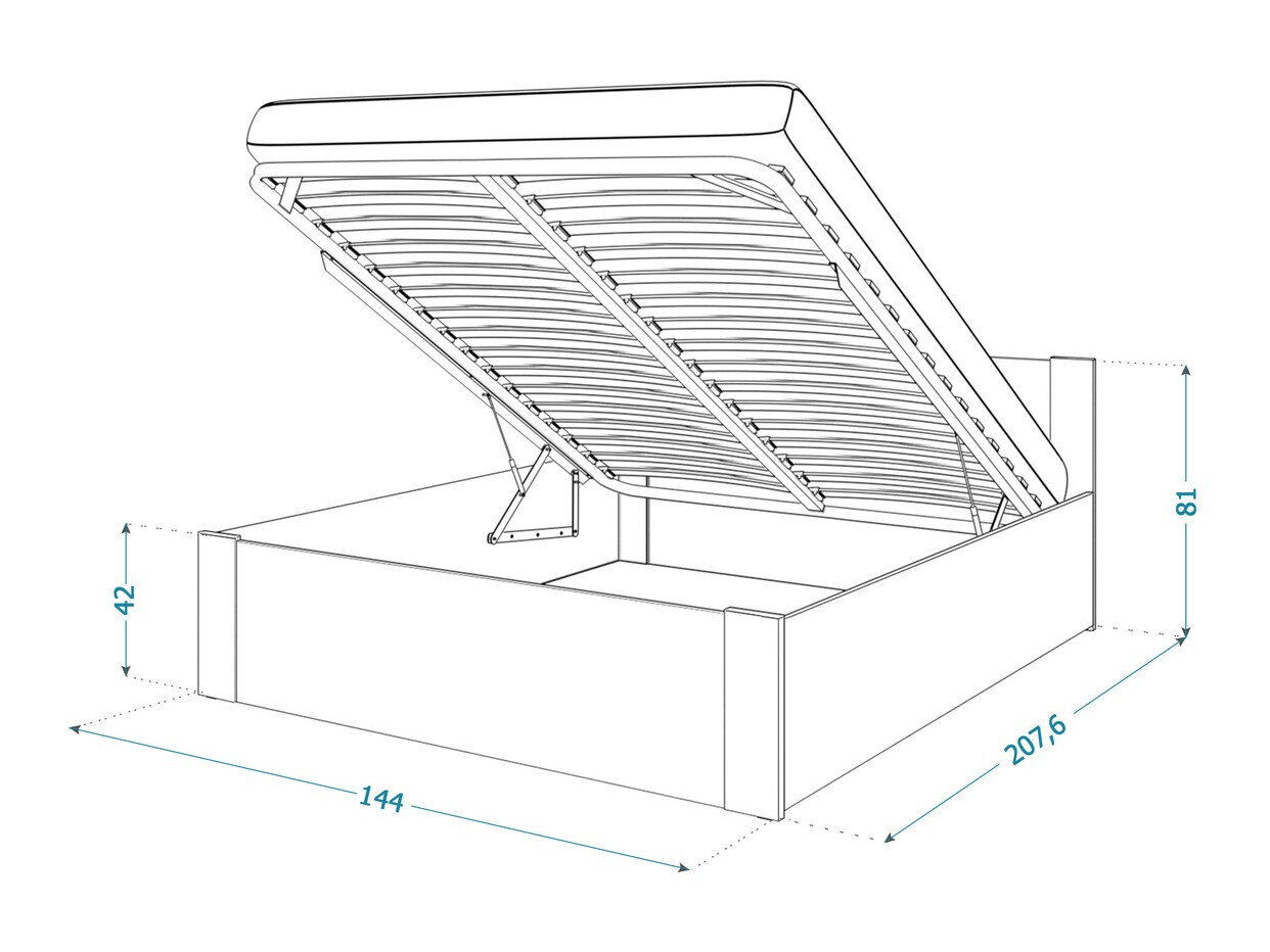Bed Aurora 155 (Wit + Grenen)