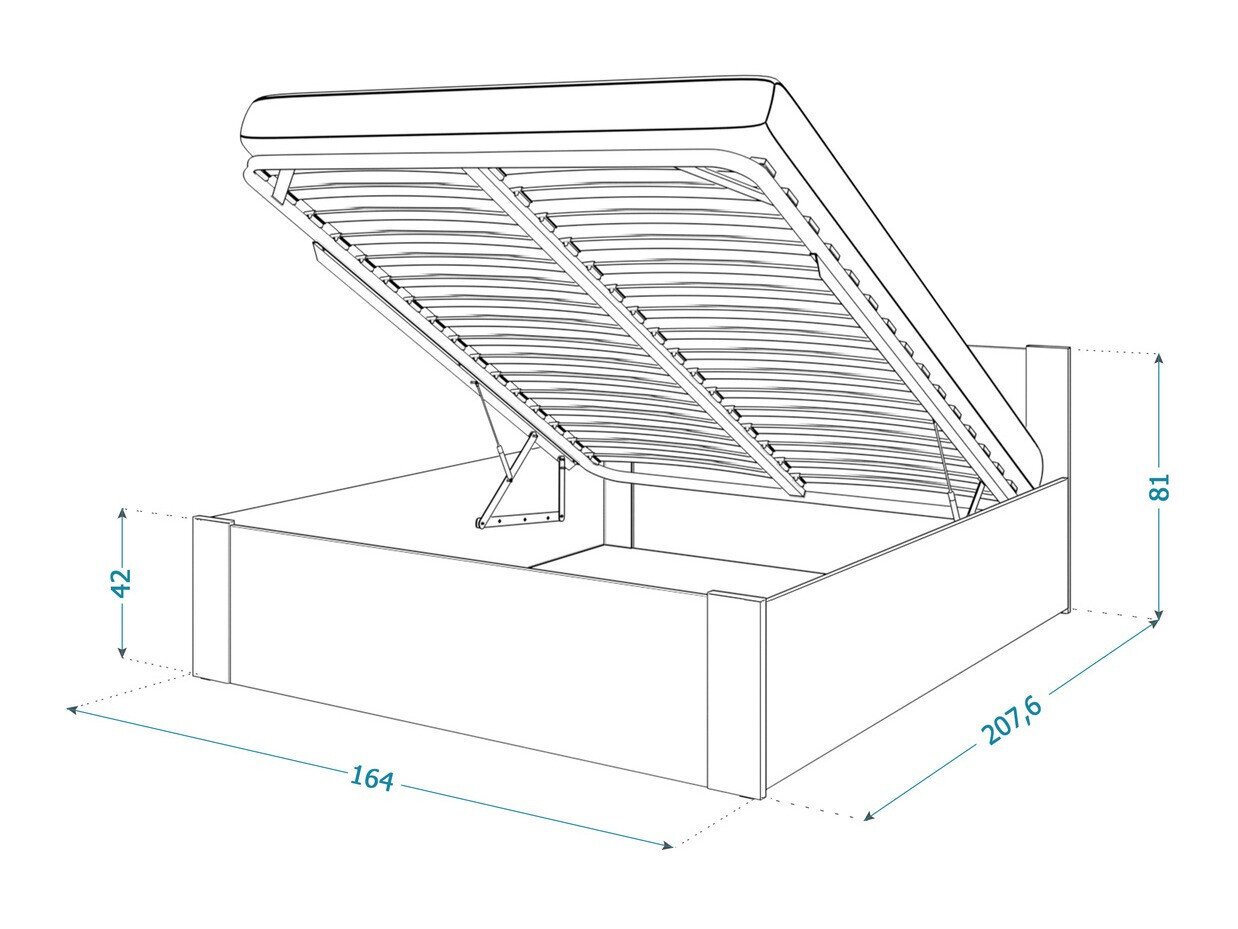 Bed Aurora 155 (Wit + Grenen)