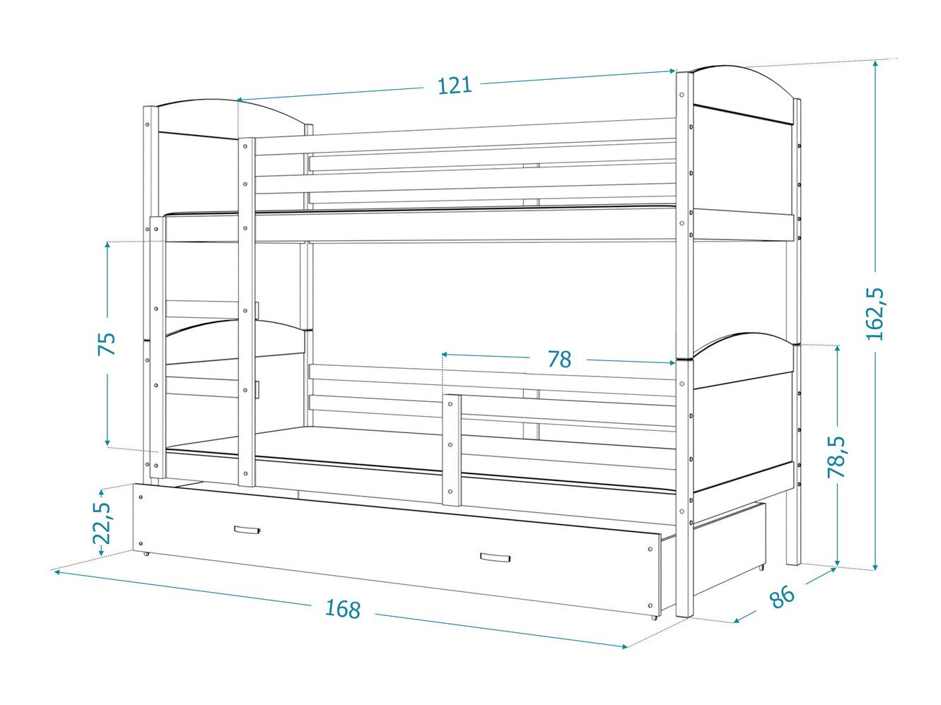 Køjeseng Aurora 101 (Fyrretræ)
