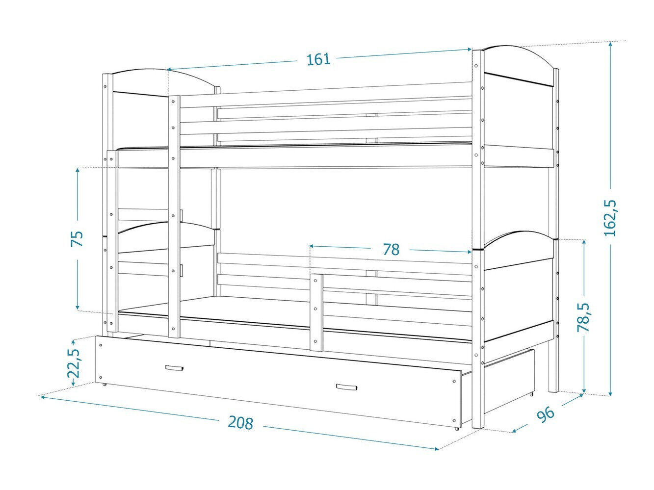 Køjeseng Aurora 103 (Hvid)