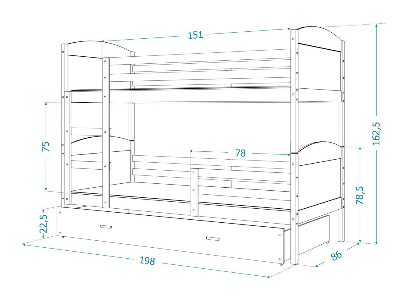 Stapelbed Aurora 102 (Blauw)