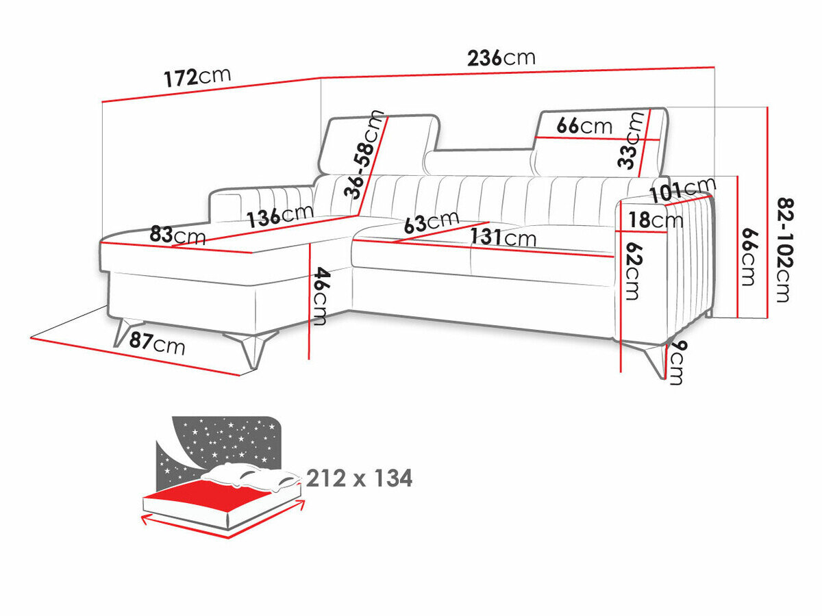 Hjørnesofa Columbus 170 (Mono 246)