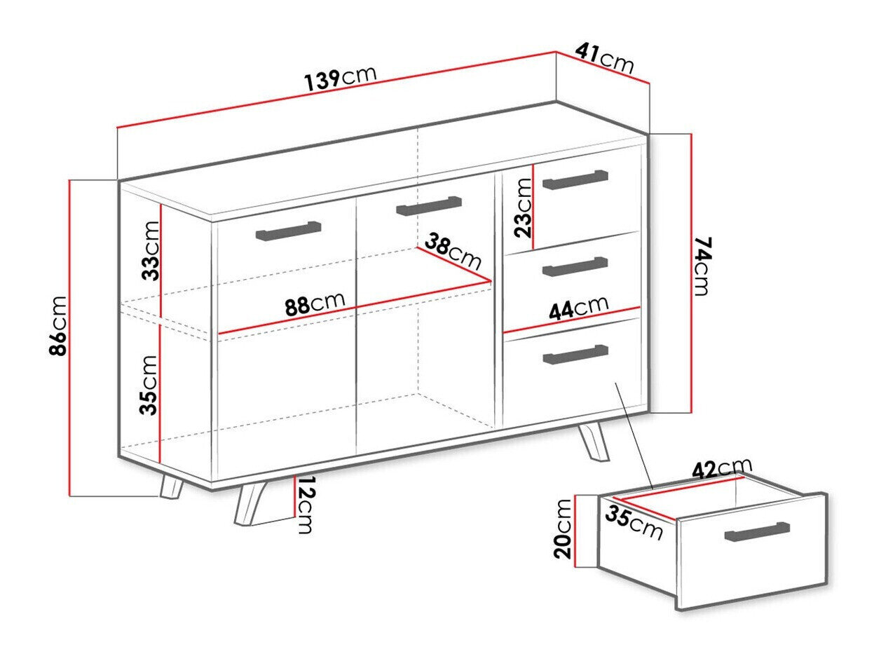 Kommode Delbalo 103 (Blå + Gylden)
