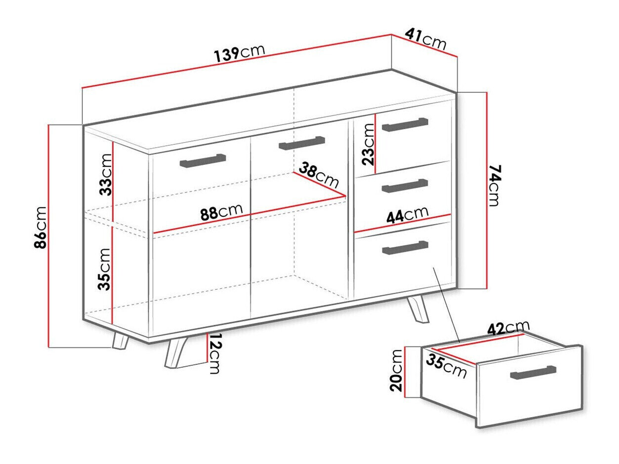 Kommode Delbalo 103 (Lilla + Gylden)