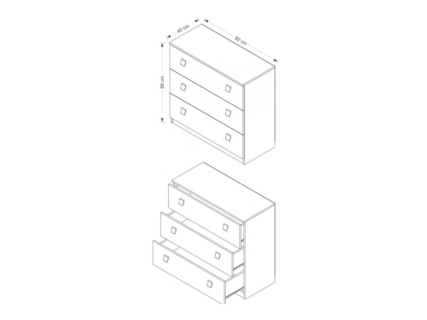 Ladekast Murrieta 109 (Wit + Glanzend zwart)