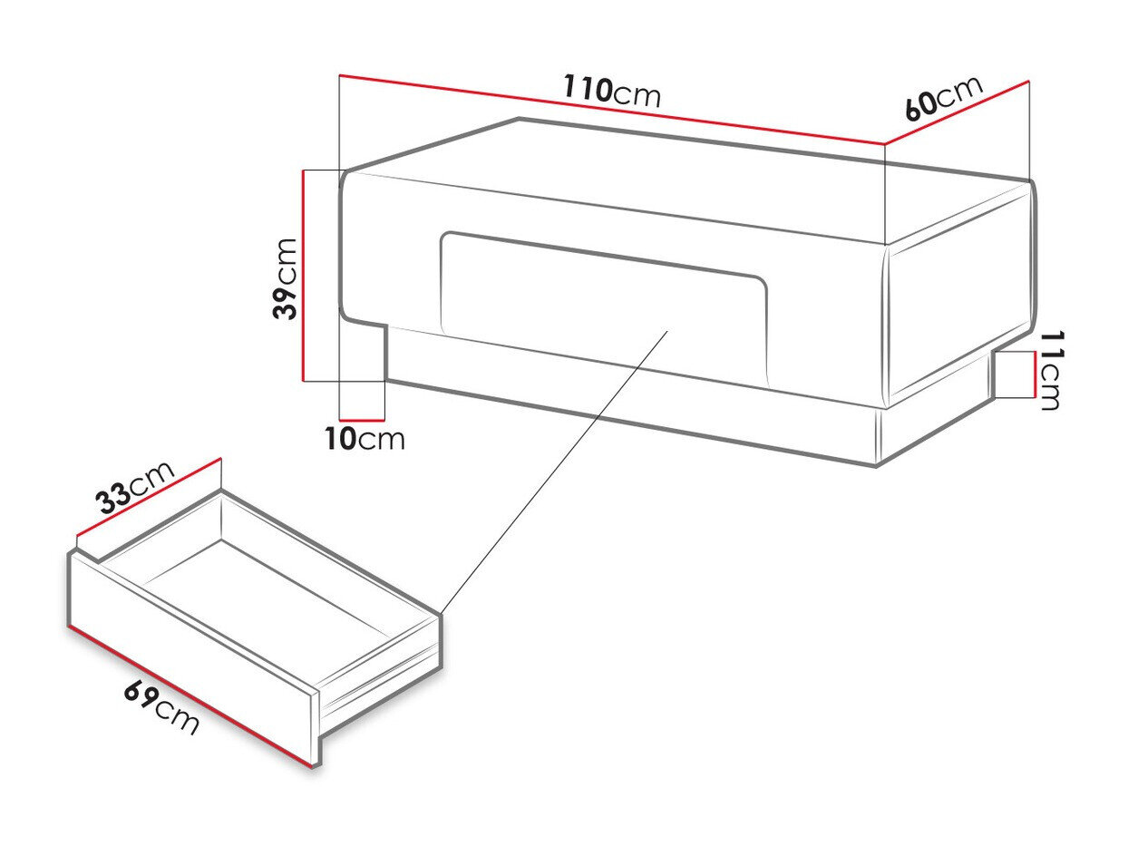 Sofabord Torsone 111 (Hvid + Glansfuld hvid + San remo eg)