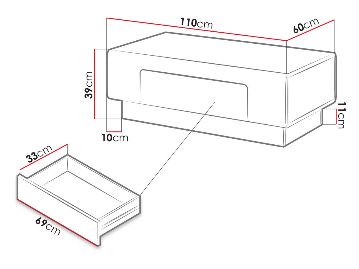 Sofabord Torsone 111 (Hvid + Glansfuld hvid)