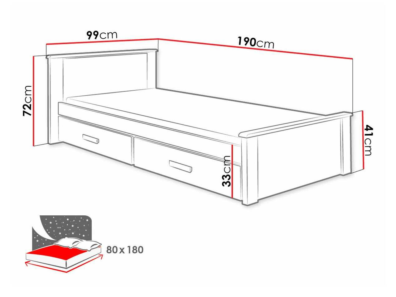 Bed Henderson 115 (Wit + Blauw)