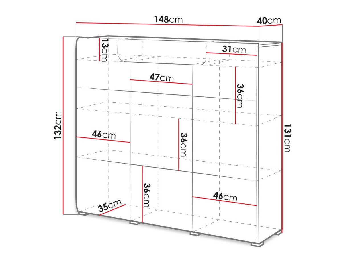 Kommode Torsone 112 (Hvid + Glansfuld hvid + San remo eg)