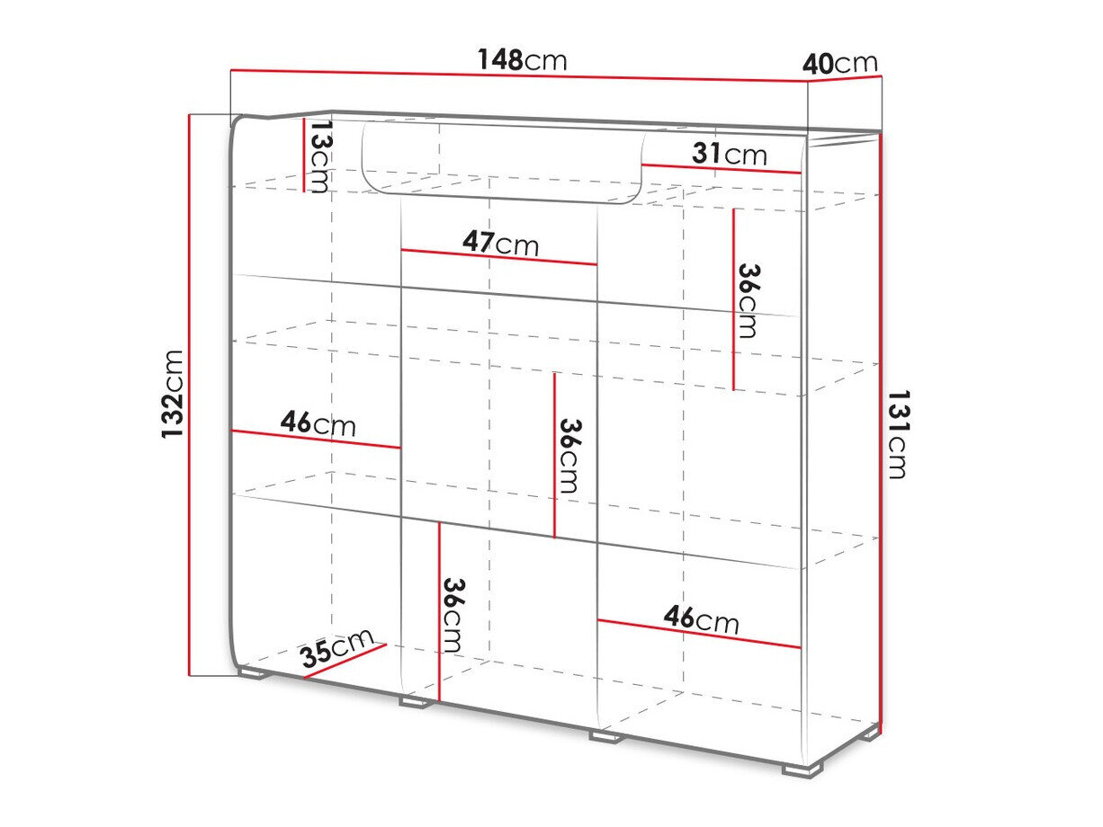 Kommode Torsone 112 (Hvid + Glansfuld hvid)