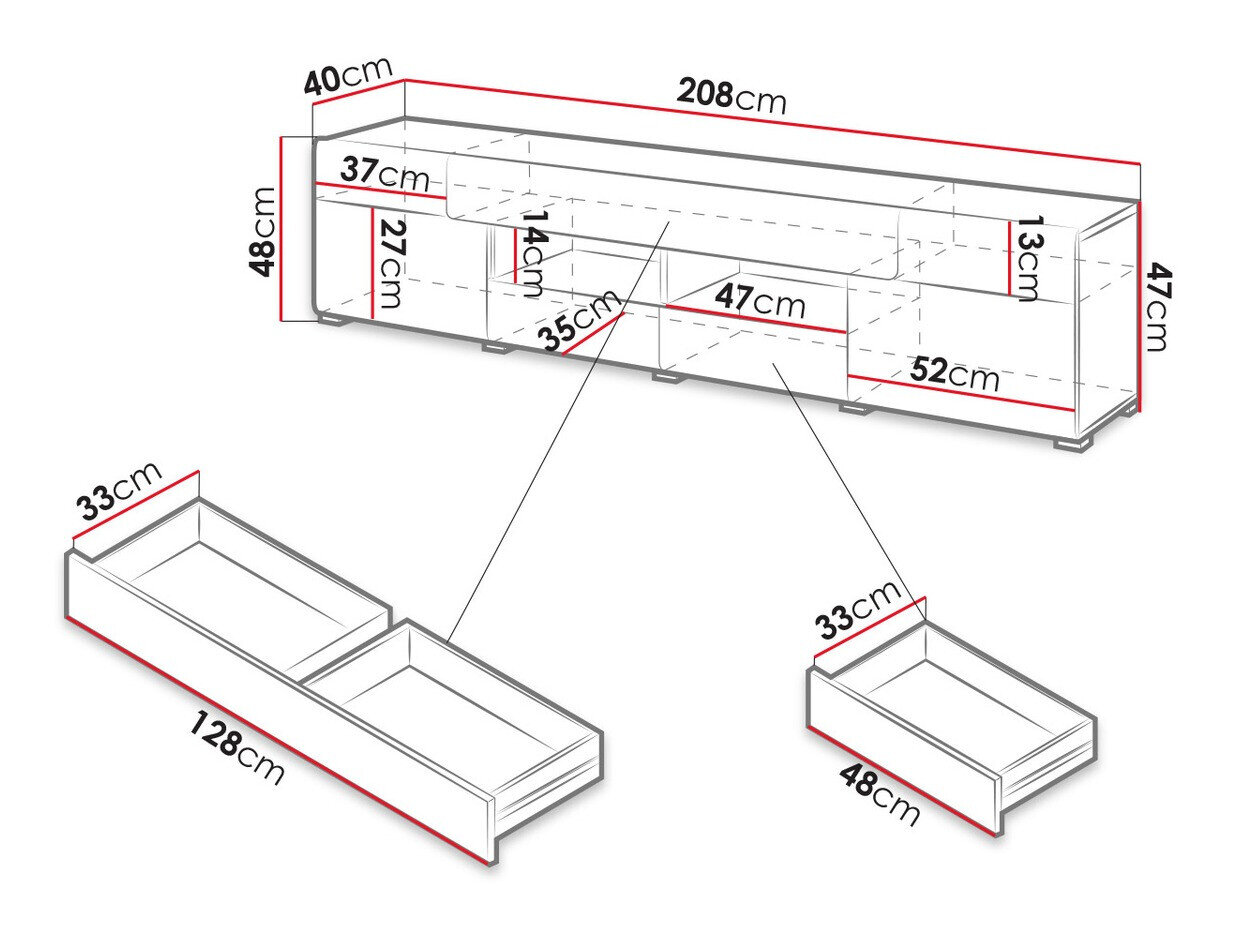 TV-bord Torsone 113 (Antracit + Gloss antracit + Grandson eg)