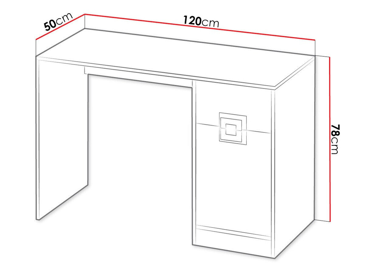 Bureau Balvire 110 (Licht eiken + Wit + Roze)