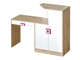 Bureau Balvire 111 (Licht eiken + Wit + Roze)