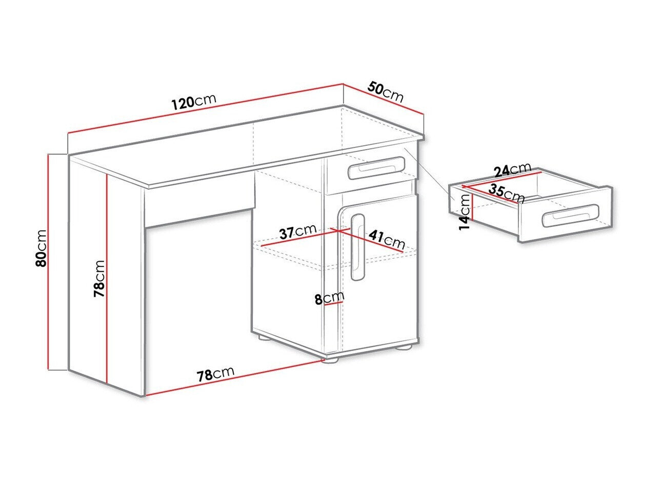Bureau Levtala 109 (Antraciet + Wit + Roze)