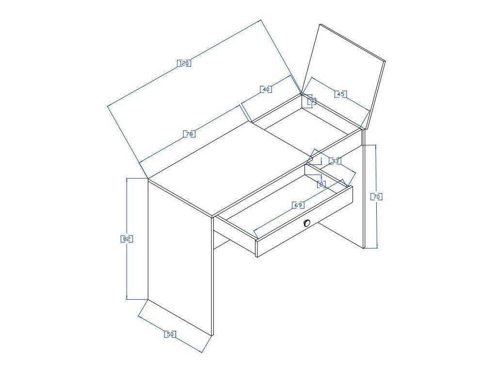 Bureau Mirelbu 109 (Artisan eiken + Glanzend wit + Grijs)