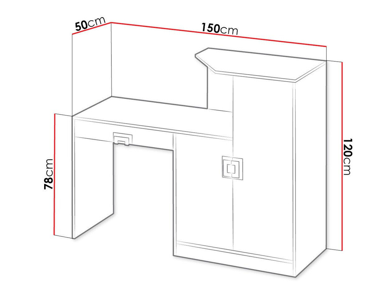 Skrivebord Balvire 111 (Lys eg + Hvid + Grå)