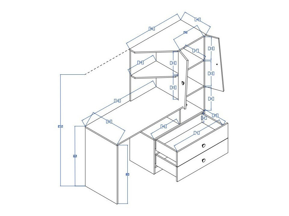 Skrivebord Mirelbu 110 (Artisan eg + Glansfuld hvid)