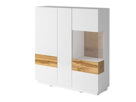 Sideboard Livlore 106 (Weiss + Weiss glänzend + Wotan Eiche)