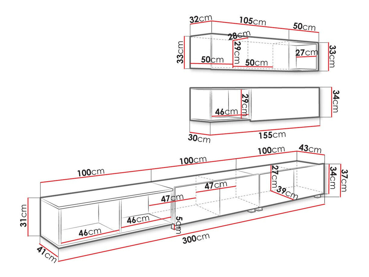Stuemøbelsæt Remus XXV (Hvid + Glansfuld hvid + Gylden eg)