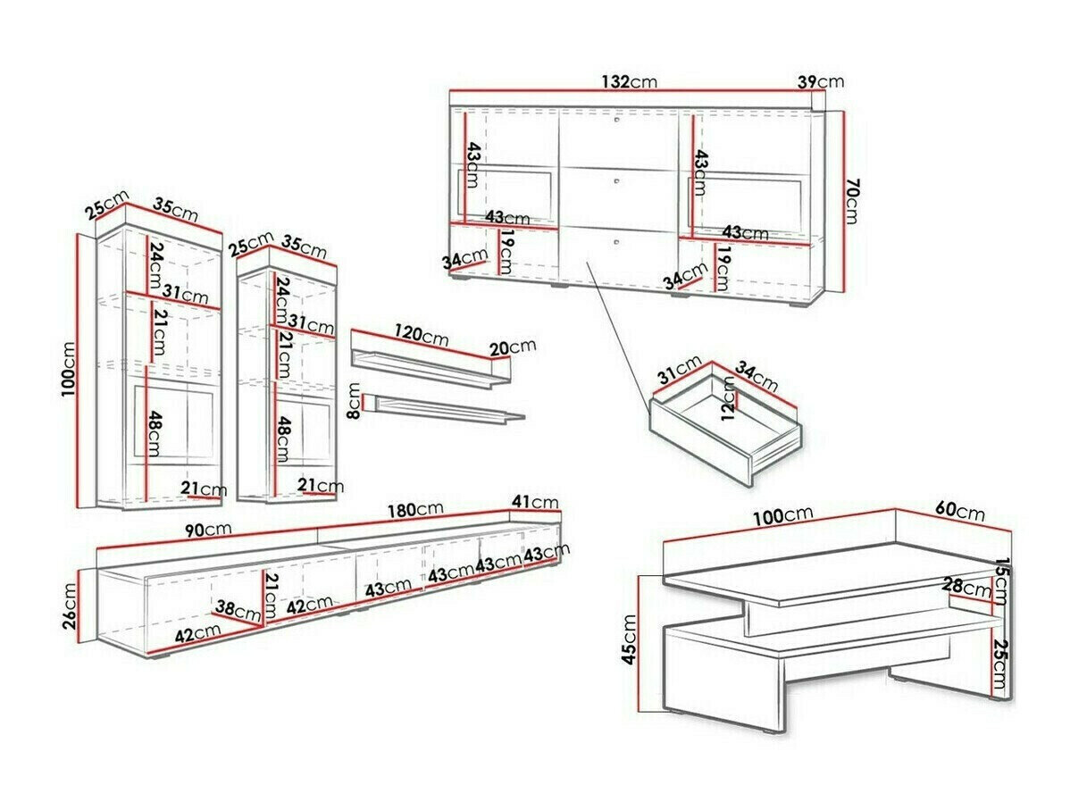 Stuemøbelsæt Serodeu 104 (Valnød + Mørkebrun)