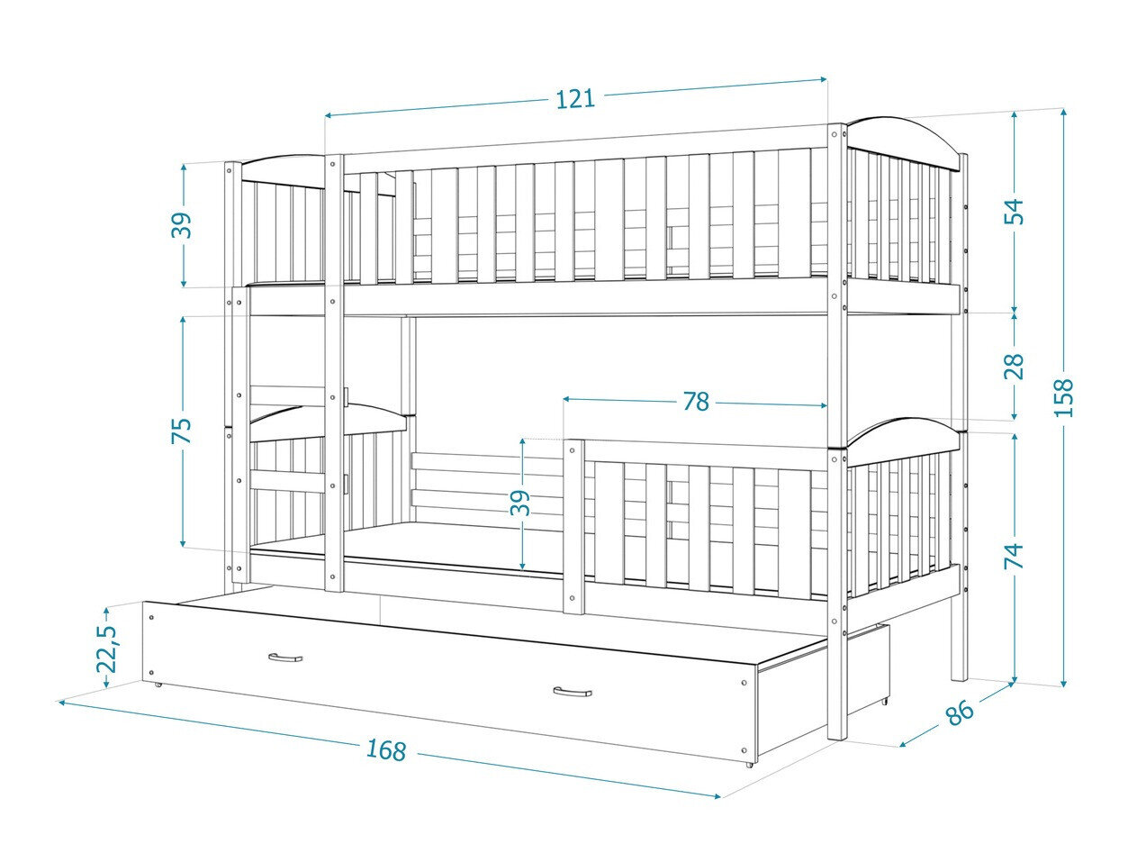 Køjeseng Aurora 104 (Grå)
