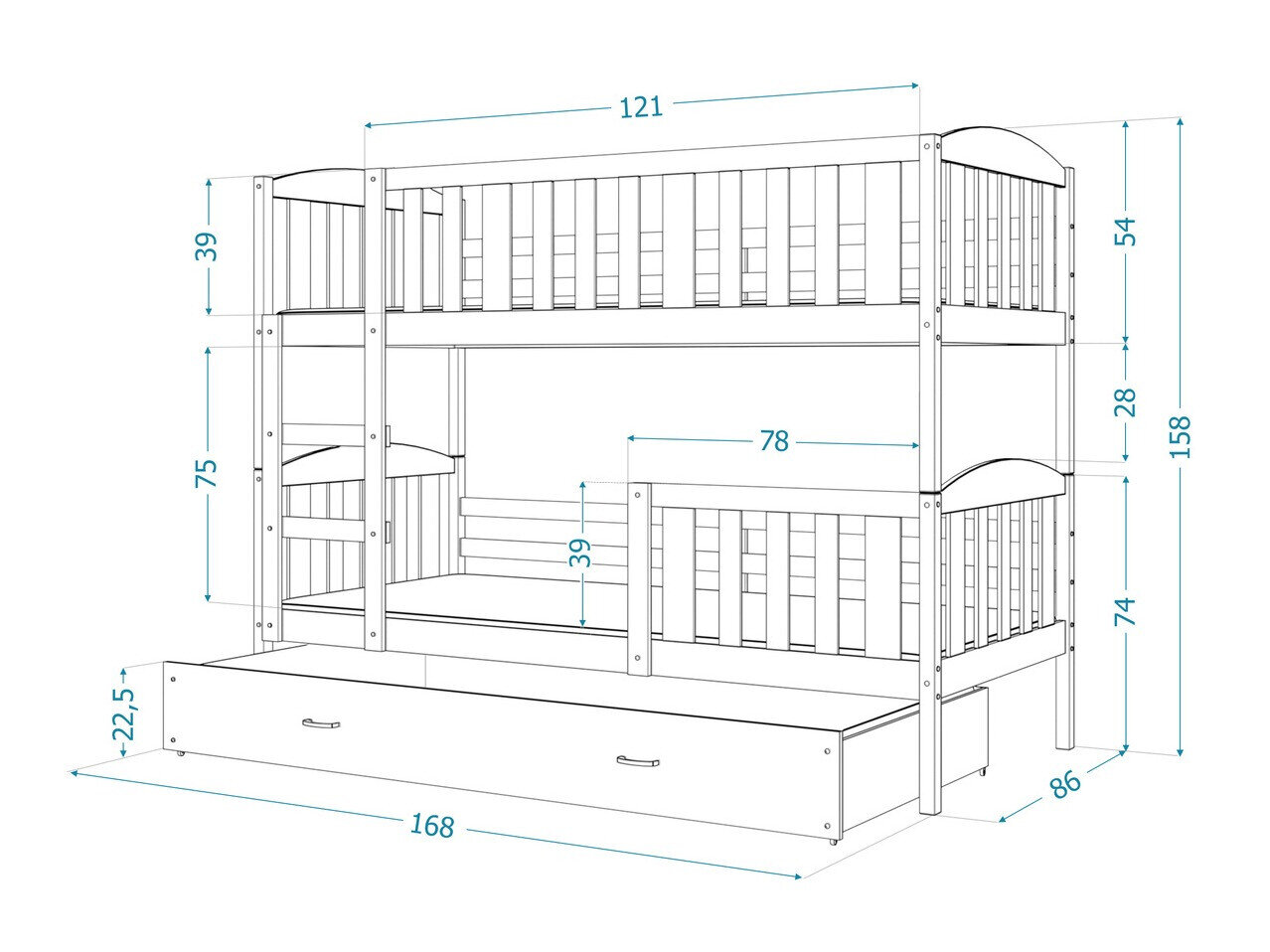 Stapelbed Aurora 104 (Wit)