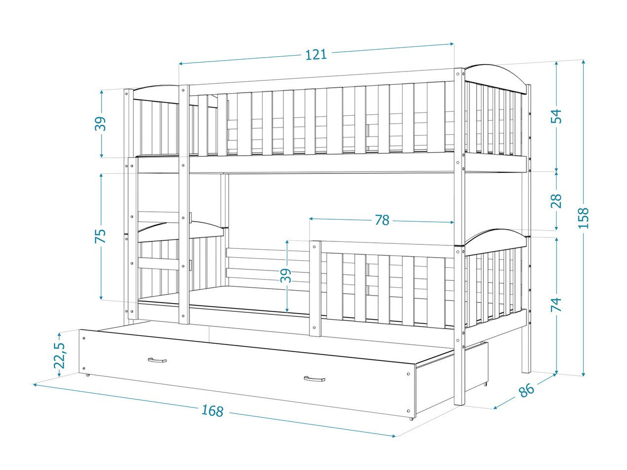 Stapelbed Aurora 104 (Wit)