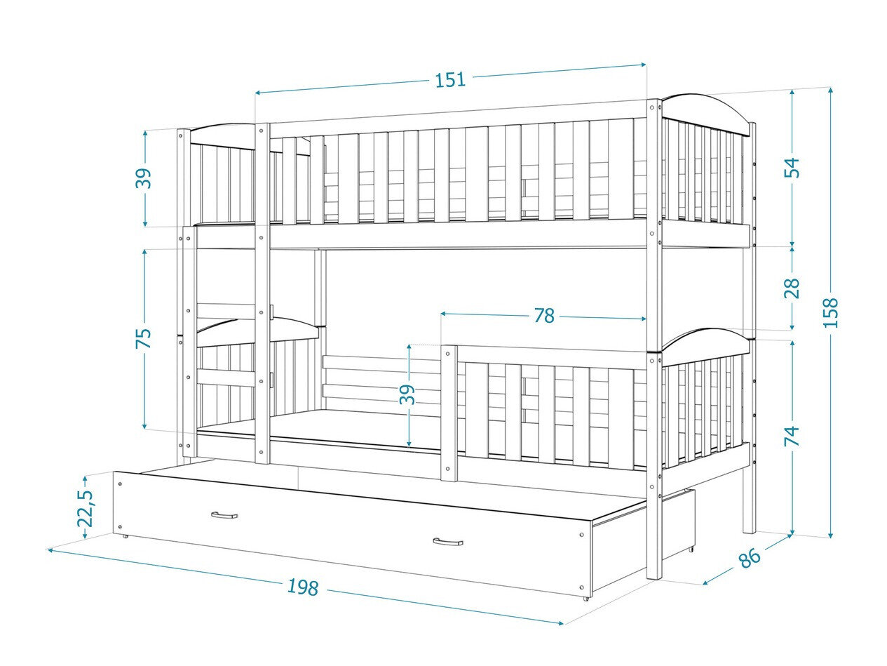 Køjeseng Aurora 105 (Hvid)